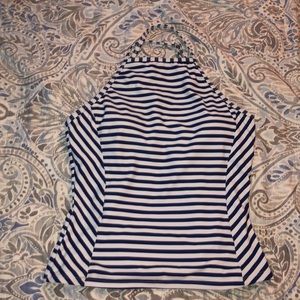 takini bathing suit top (navy blue stripes)